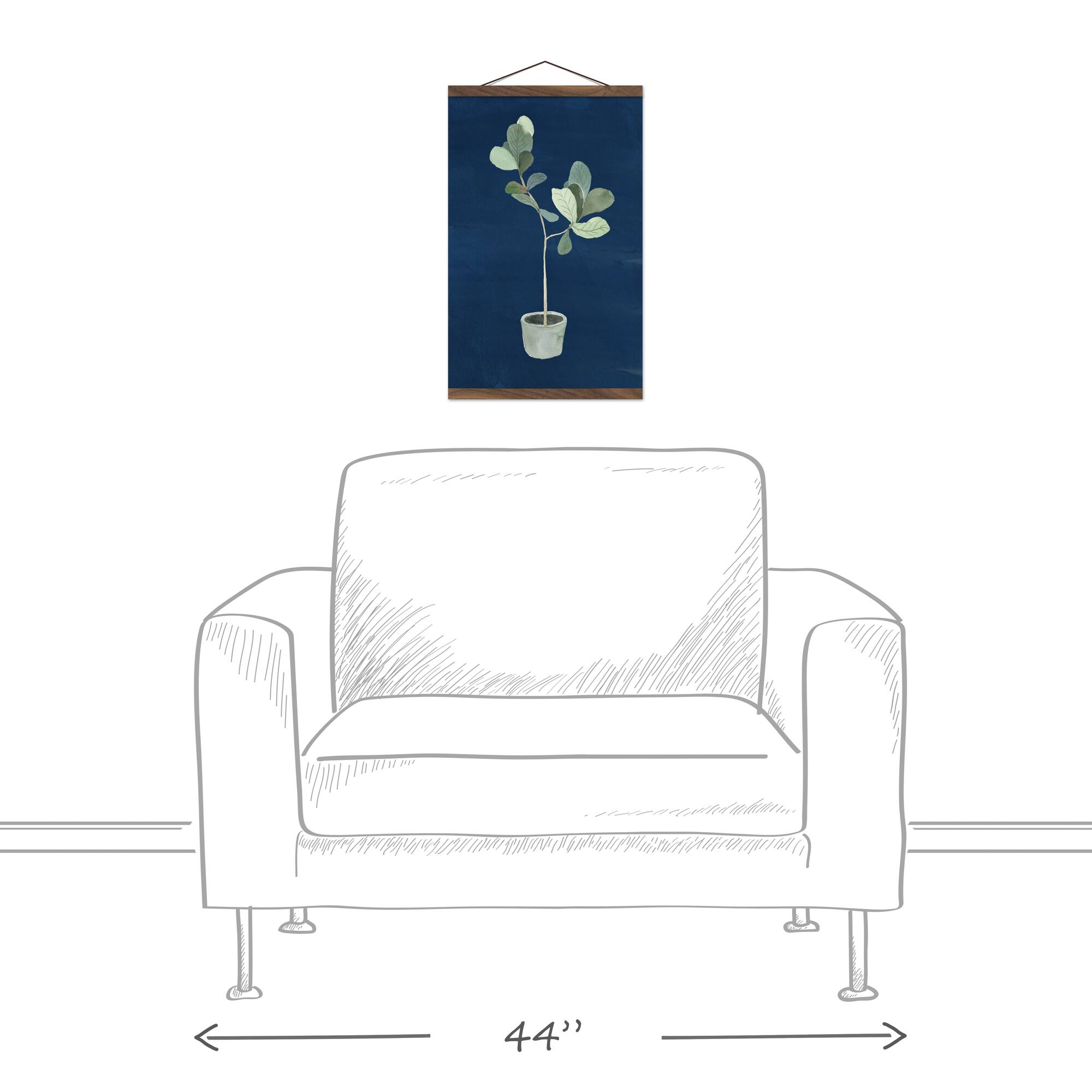 Blue Potted Fiddle Teak Hanging Canvas